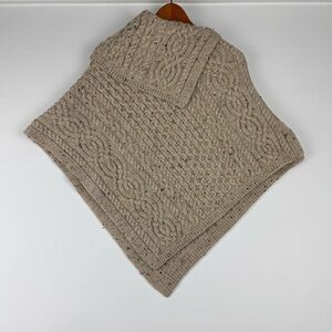 Aran Mór 100% Merino Wool Cable Knit Shawl – Natural Oatmeal – Made in Ireland